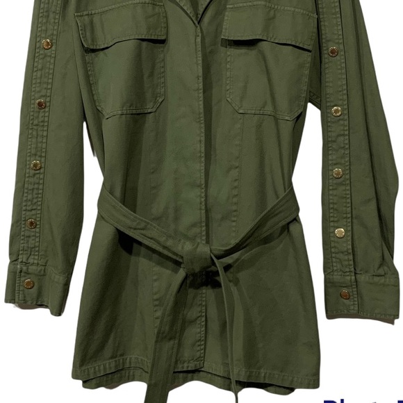 Sandro Bari Twill Field Jacket Belted Army Green Khaki Green Small - Picture 5 of 16